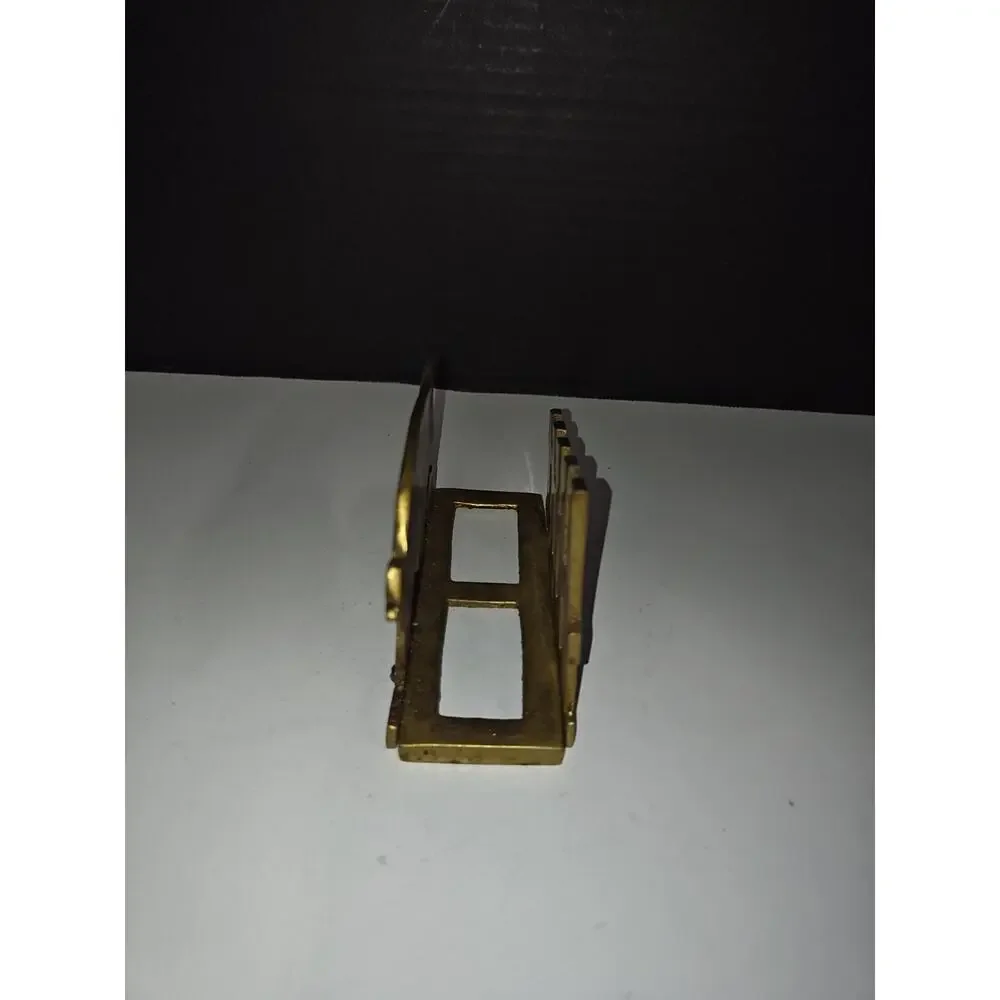 Vintage Brass Farm Pig Family & Fence Napkin Letter Holder Homestead Old Kitchen